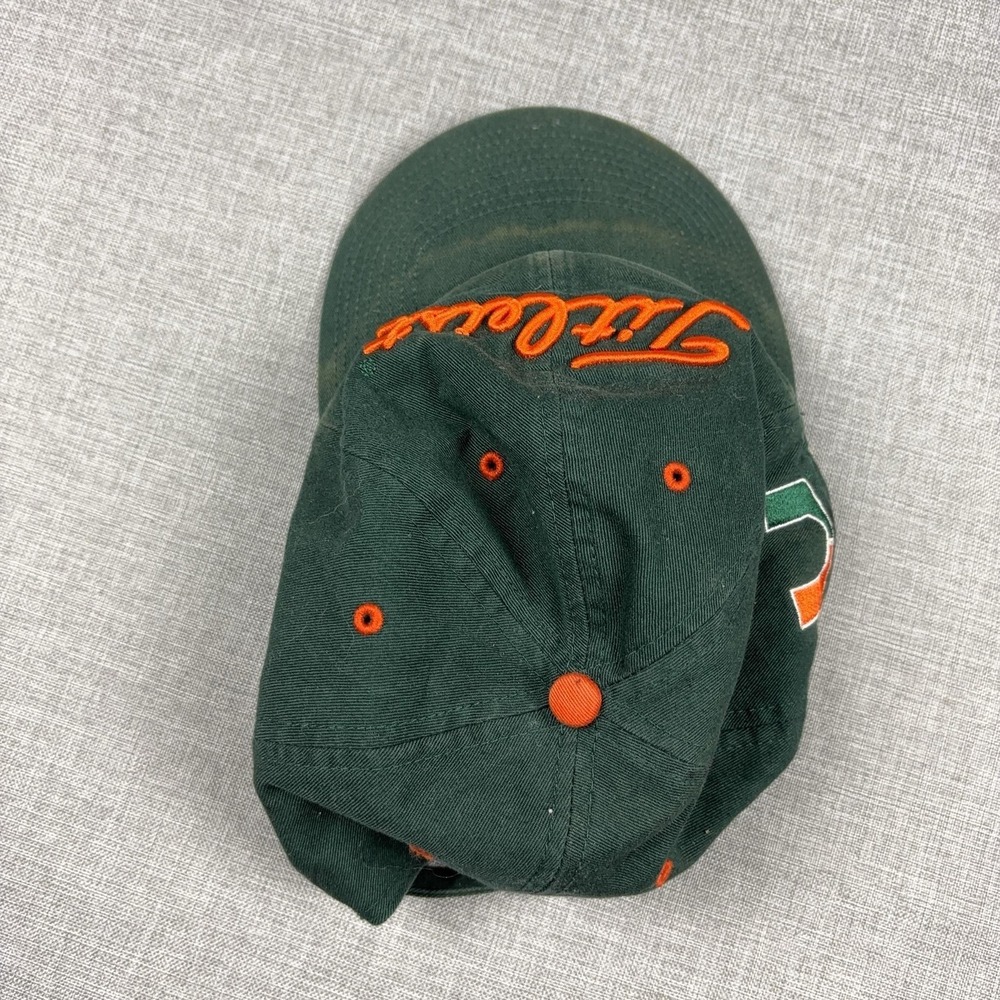 Vintage Miami Hurricanes Hat Cap Strap Back Mens Green Golf Titleist 90s - Picture 7 of 9